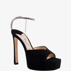 Jimmy Choo Black Crystal-Embellished Heels size 36.5EU
